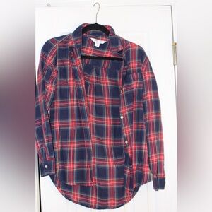 Old Navy Women’s Red & Navy Plaid Button-Down Shirt